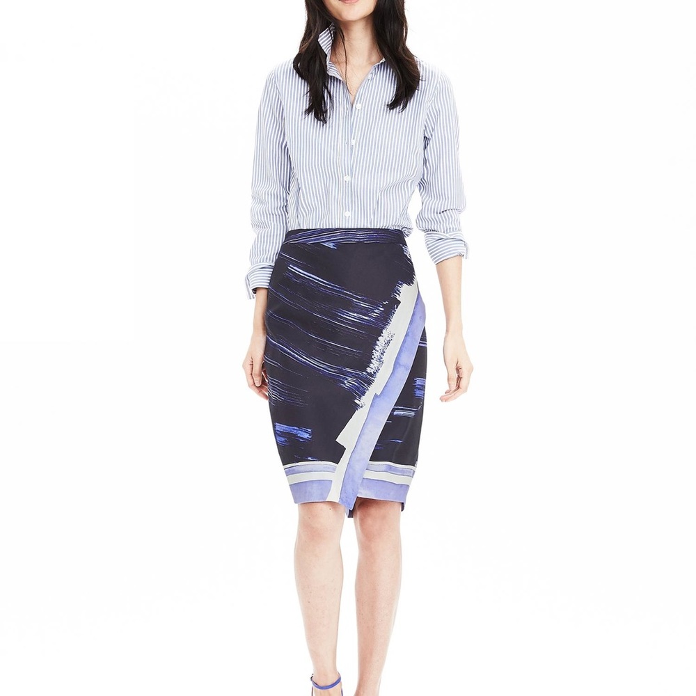 Banana Republic Brushstroke Print Pencil Skirt